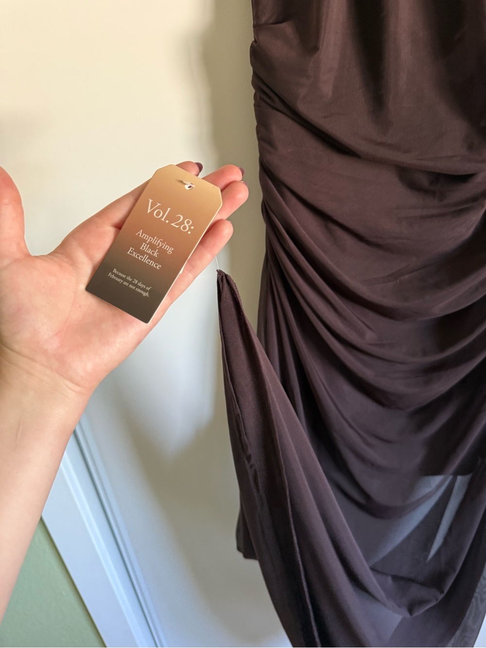 Abercrombie & Fitch Brown Sheer Halter Maxi Dress size L NWT - Picture 3 of 6